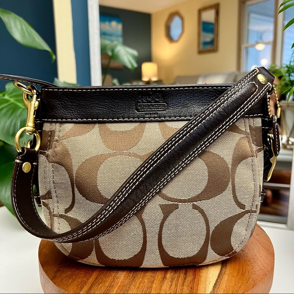 COACH Bag Small Canvas Leather Brown  Lavender Vintage.
